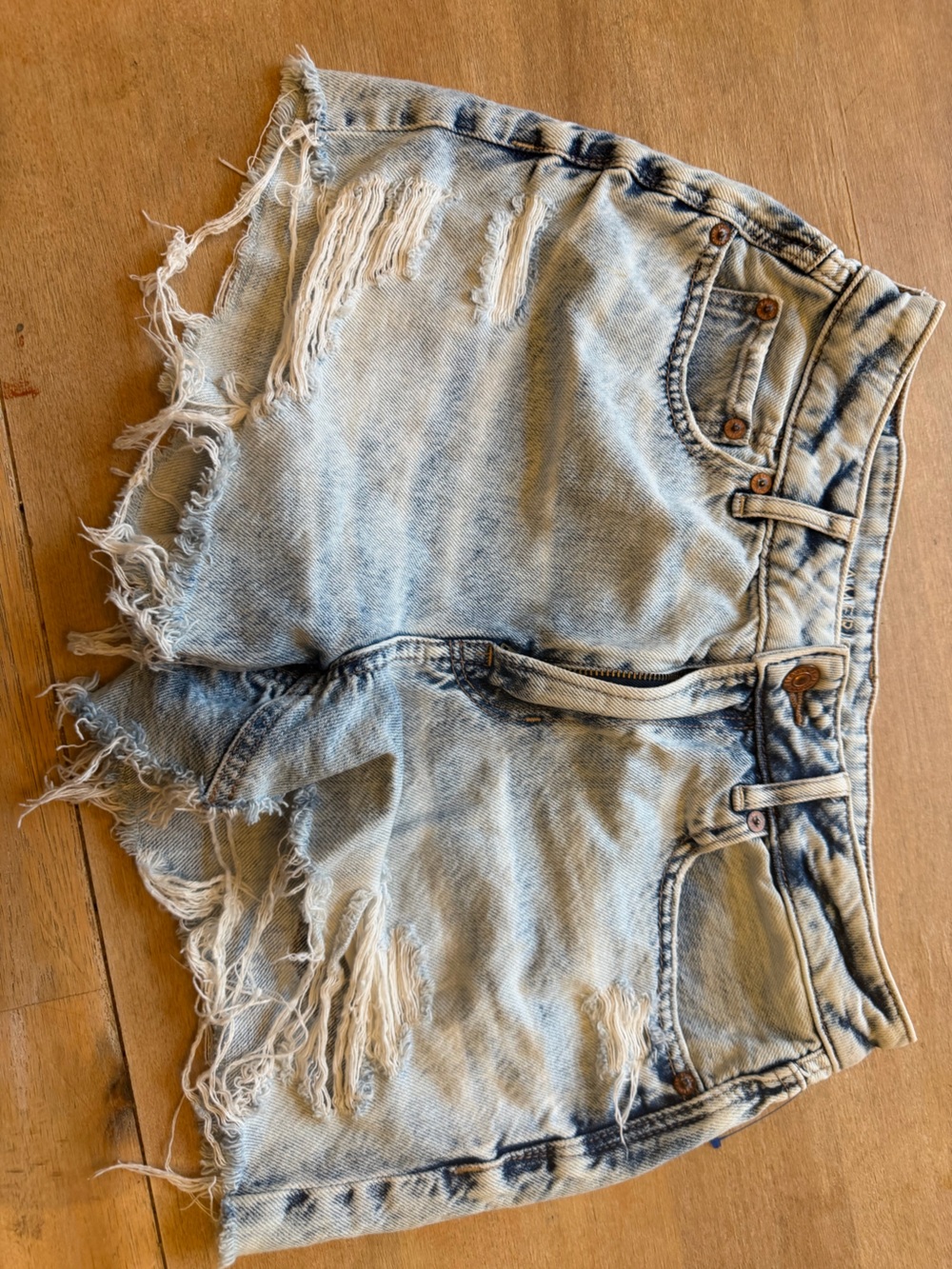 American Eagle Outfitters Light Blue Distressed Denim Shorts